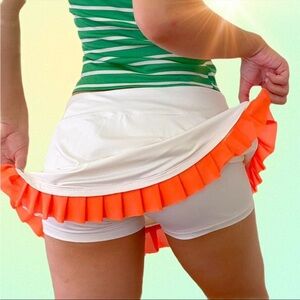Nike White Tennis Skirt Orange Pleats L